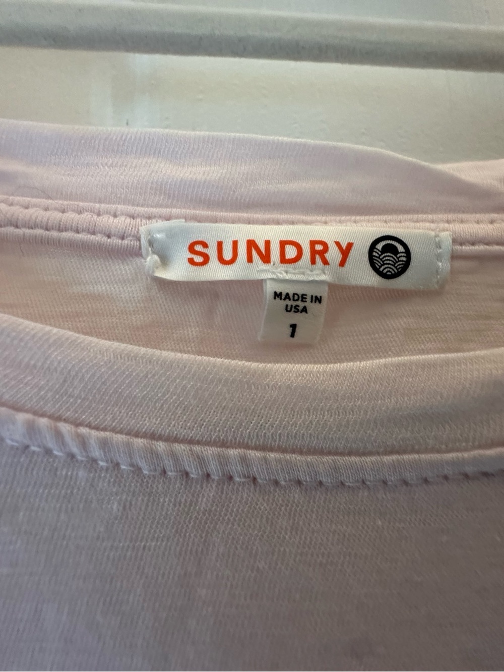 Sundry Pale Pink Tie-Front Tee with Blue-Purple Ombre Heart - Picture 4 of 5